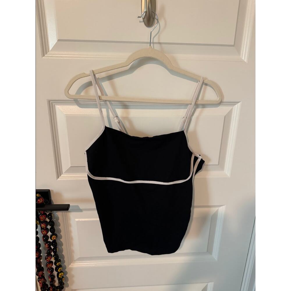 Black Sleeveless Top with White Edging